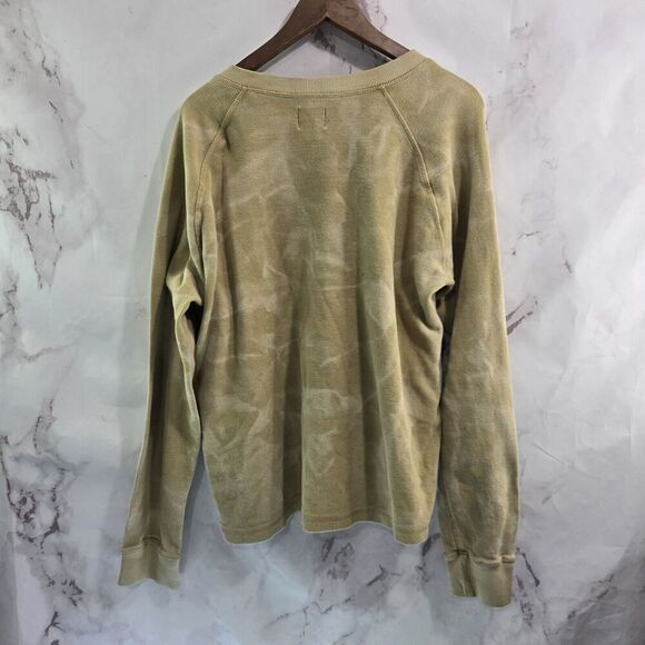 BDG Shirt Mens Medium Yellow Thermal Waffle Tie Dye Long Sleeve Notch Urban UO - Picture 6 of 12